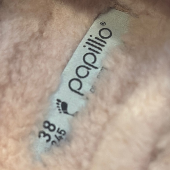 Papillio by Birkenstock Arizona Big Buckle Shearling Teddy Sandals Crystal Rose - Picture 8 of 9